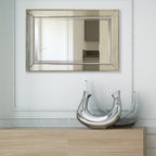 Miroir mural rectangulaire biseauté en perles de champagne - Transparent