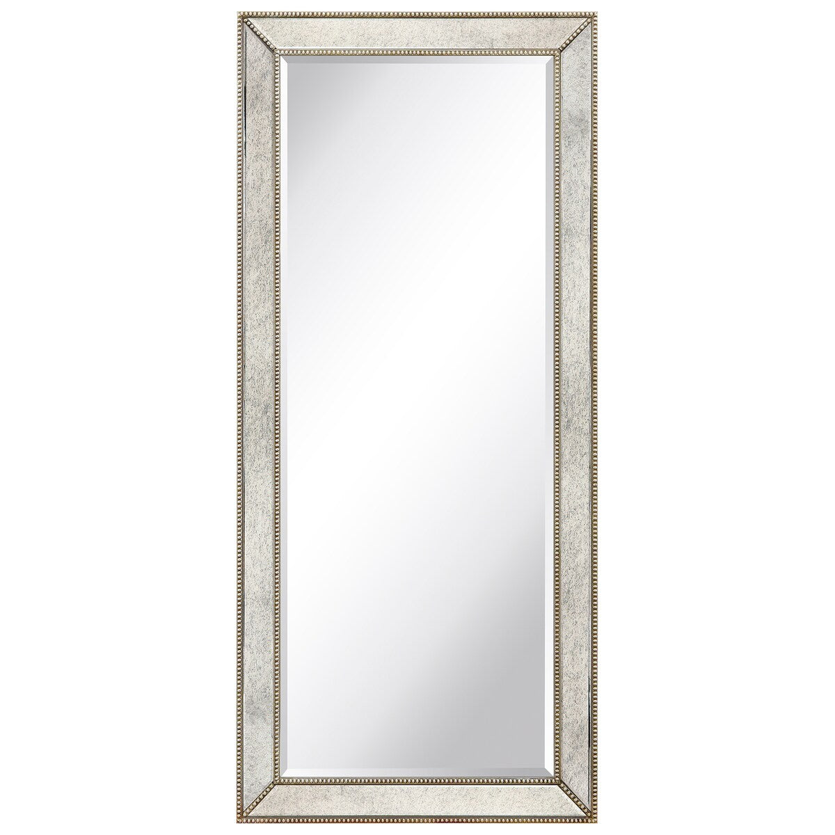 Miroir mural rectangulaire biseauté en perles de champagne - Transparent