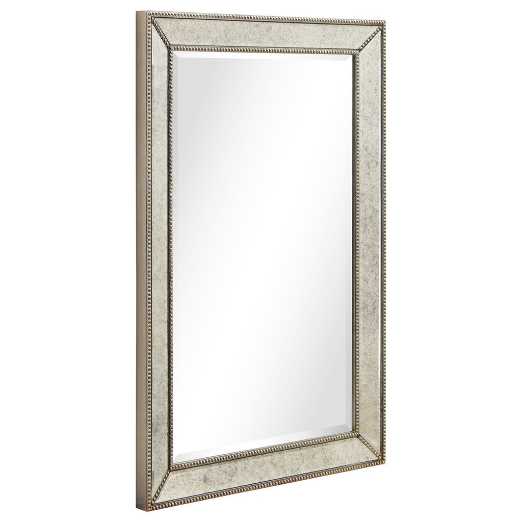Miroir mural rectangulaire biseauté en perles de champagne - Transparent