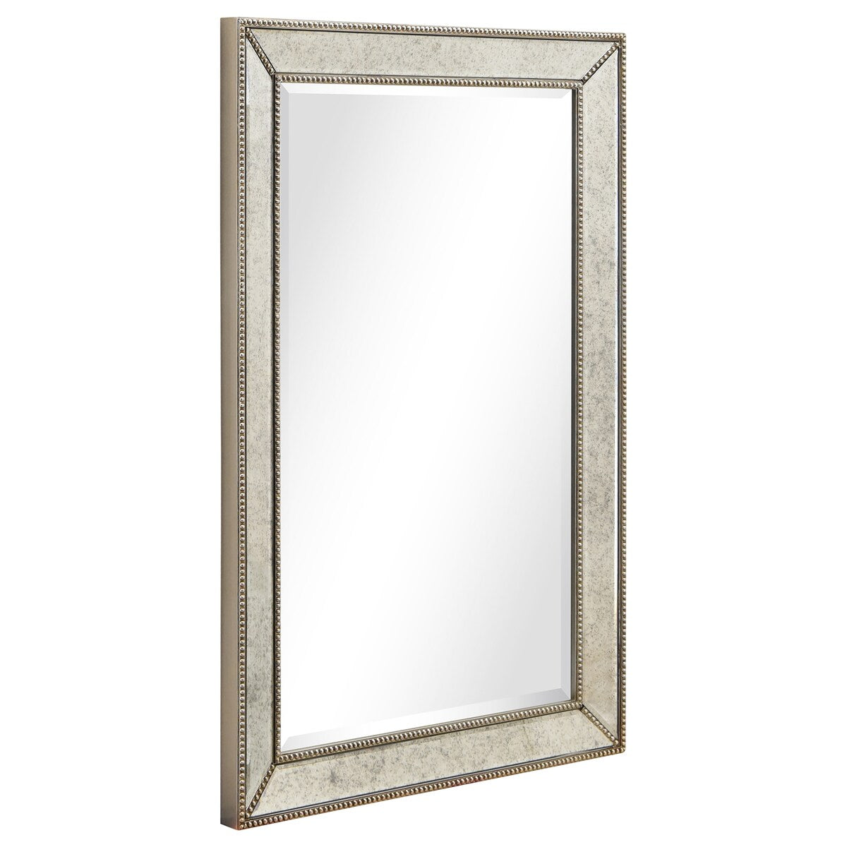 Miroir mural rectangulaire biseauté en perles de champagne - Transparent