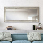 Miroir mural rectangulaire biseauté en perles de champagne - Transparent