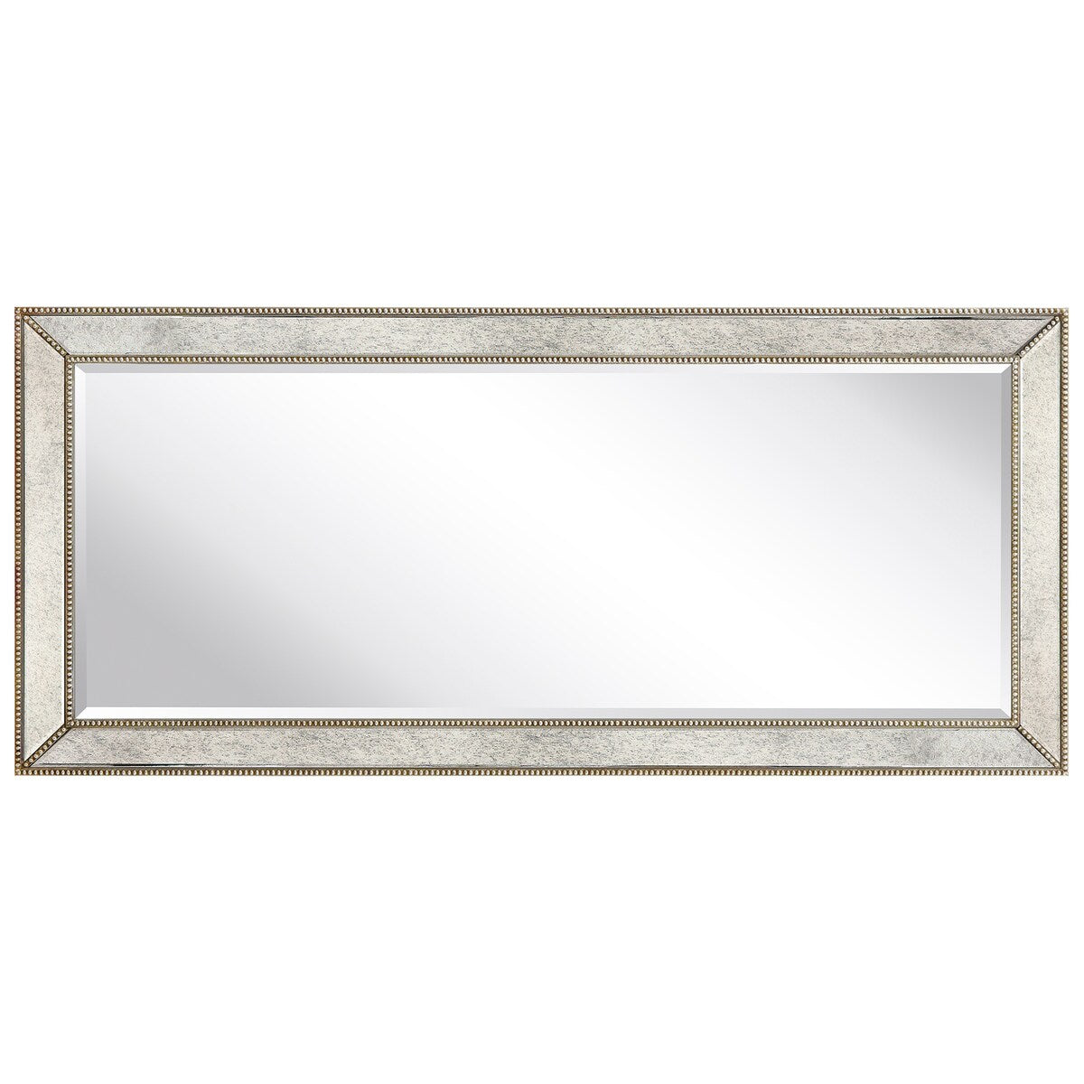 Miroir mural rectangulaire biseauté en perles de champagne - Transparent