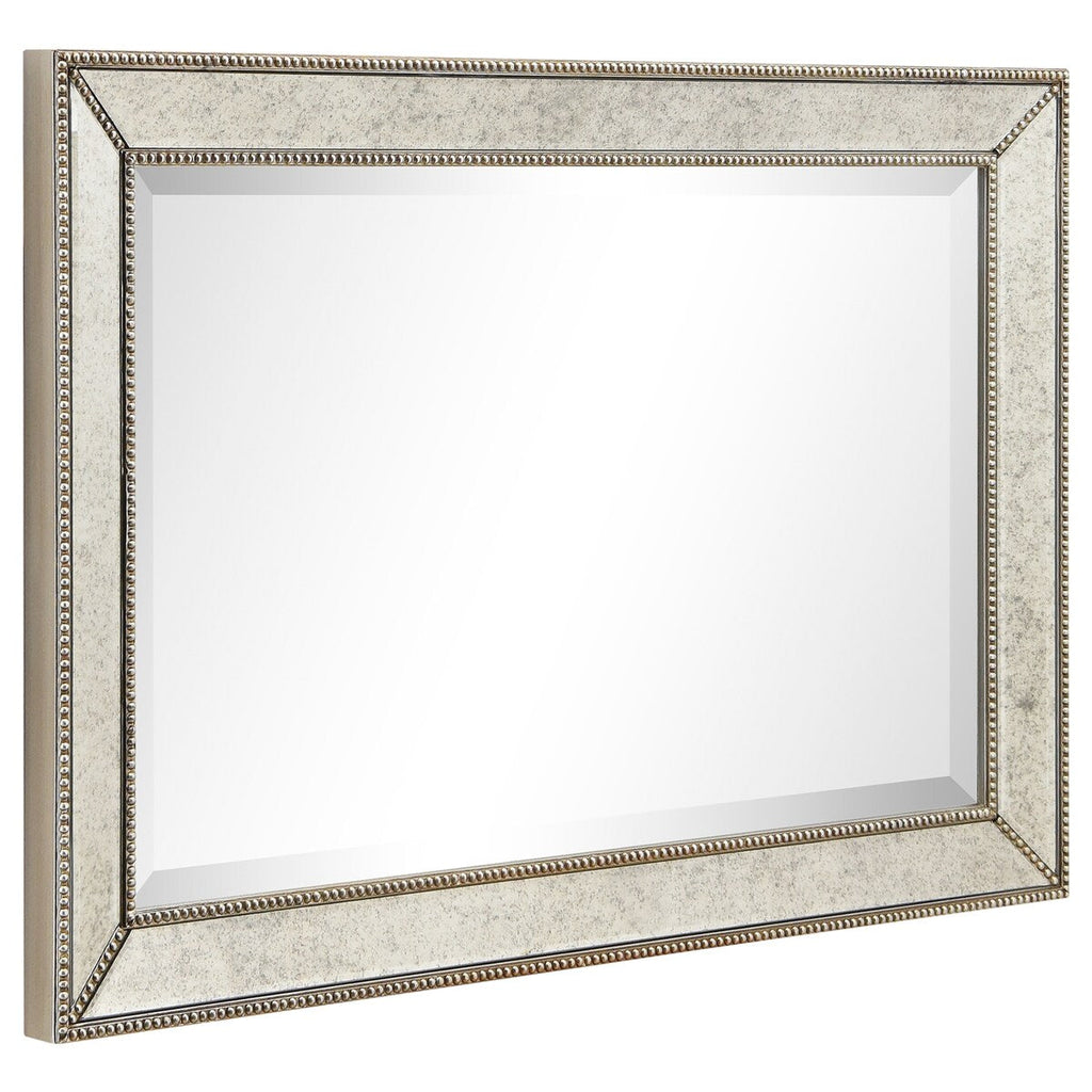 Miroir mural rectangulaire biseauté en perles de champagne - Transparent