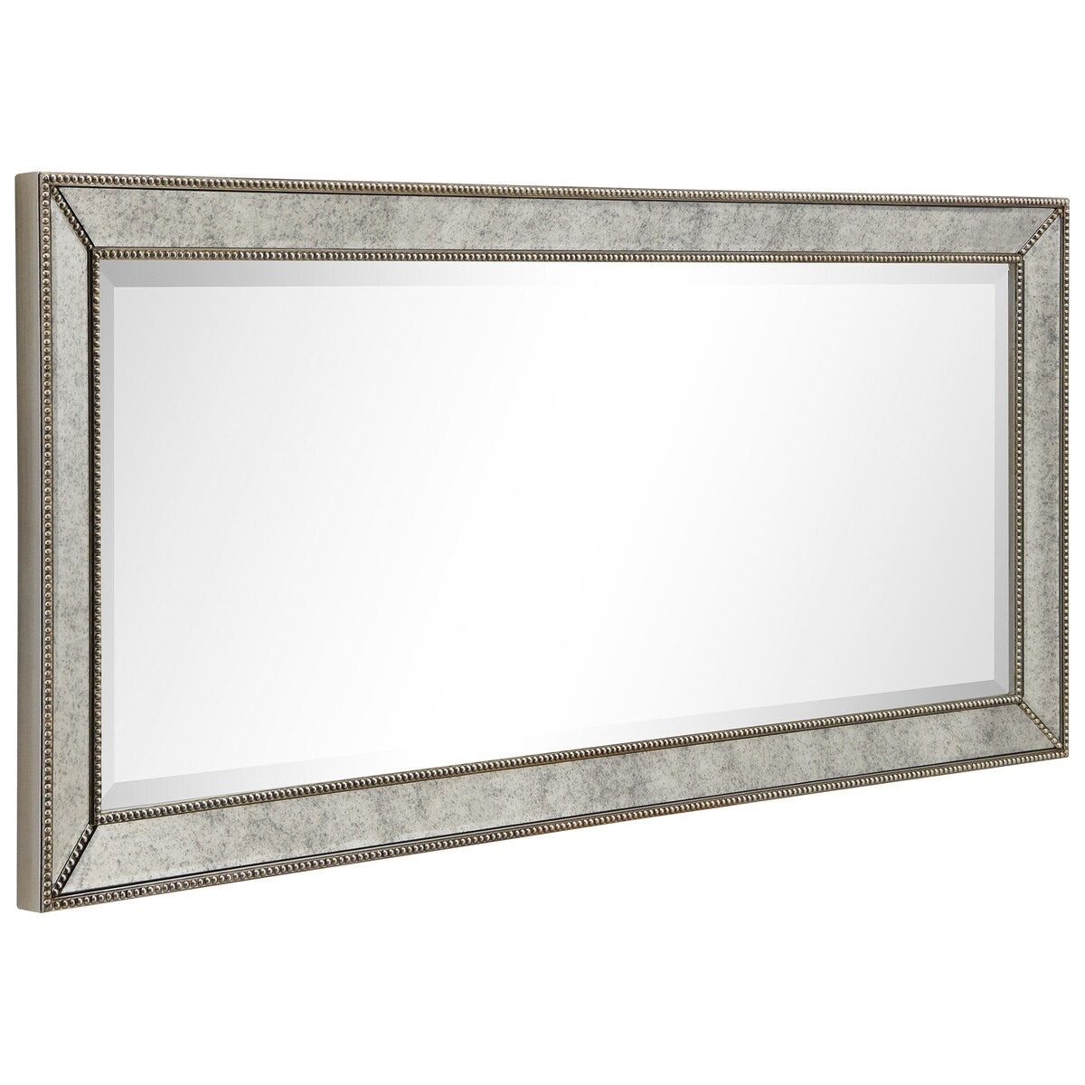 Miroir mural rectangulaire biseauté en perles de champagne - Transparent