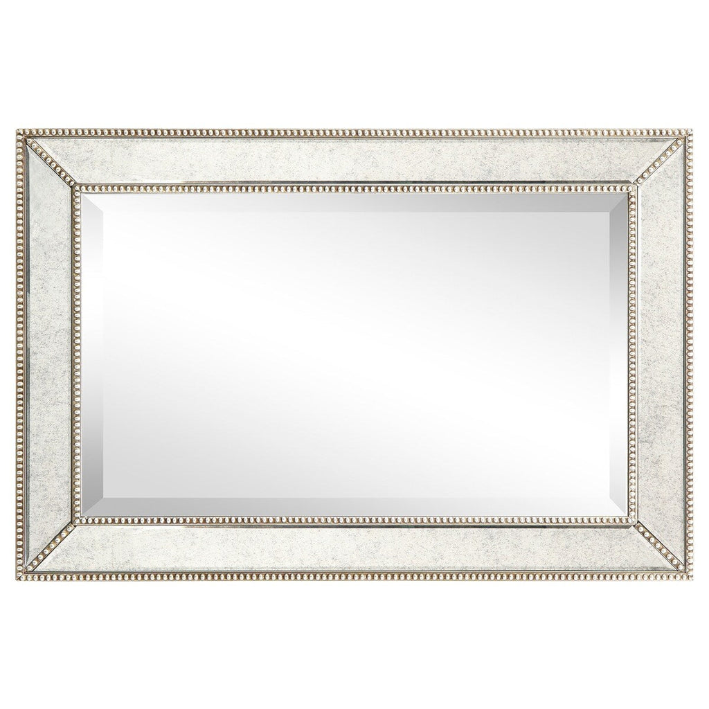 Miroir mural rectangulaire biseauté en perles de champagne - Transparent