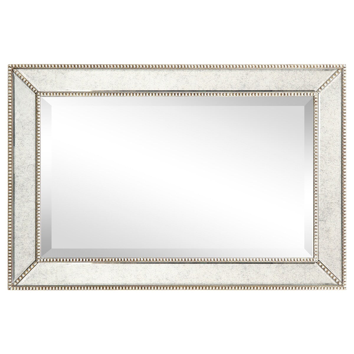 Miroir mural rectangulaire biseauté en perles de champagne - Transparent