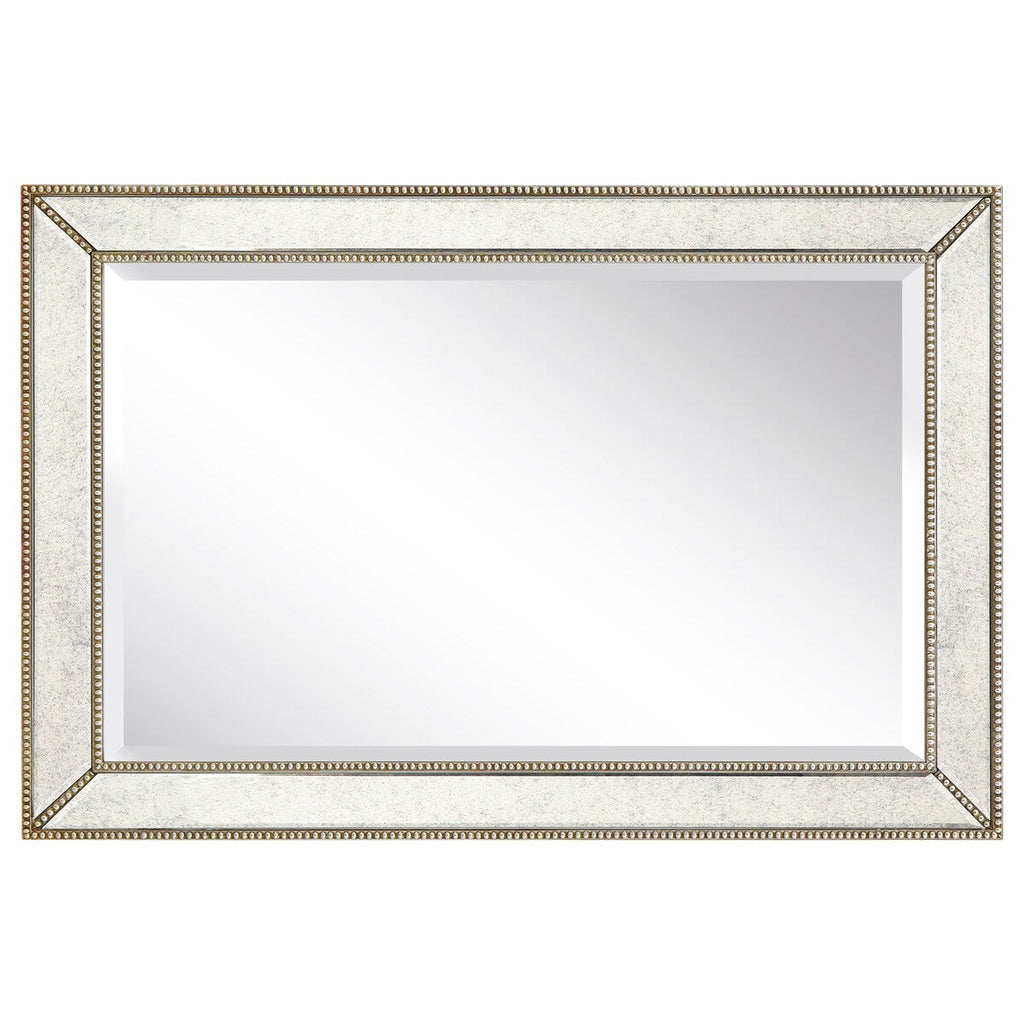Miroir mural rectangulaire biseauté en perles de champagne - Transparent