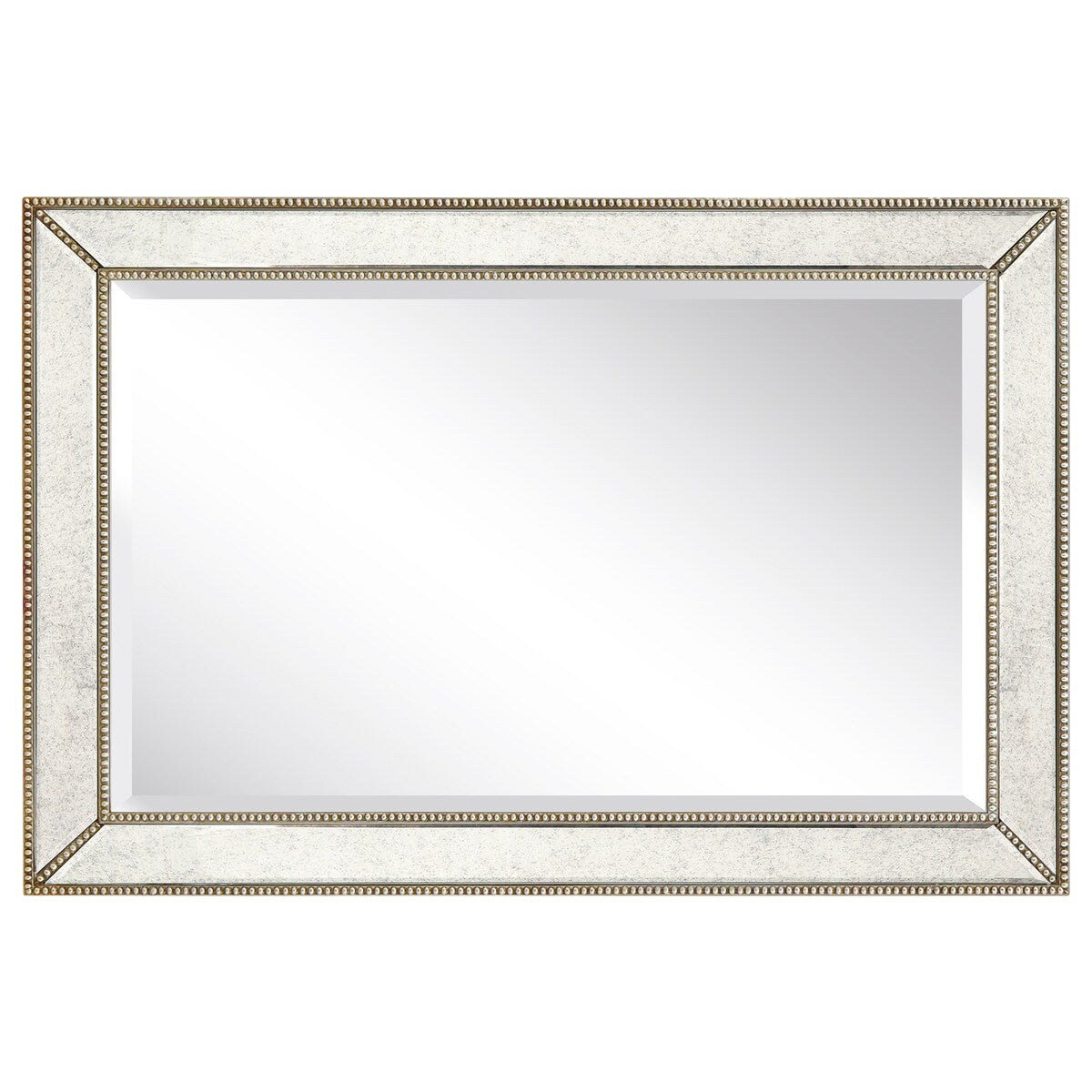 Miroir mural rectangulaire biseauté en perles de champagne - Transparent