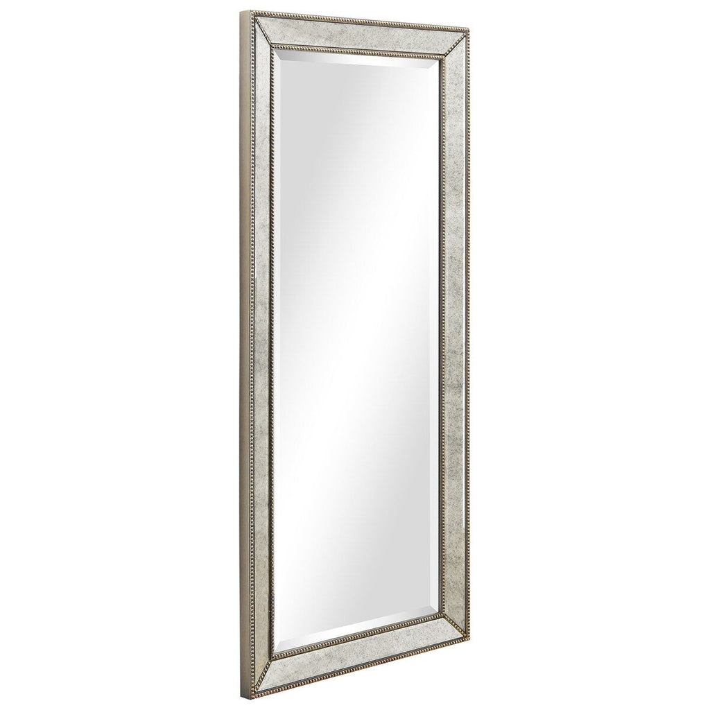 Miroir mural rectangulaire biseauté en perles de champagne - Transparent