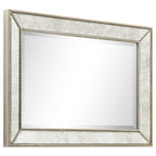 Miroir mural rectangulaire biseauté en perles de champagne - Transparent