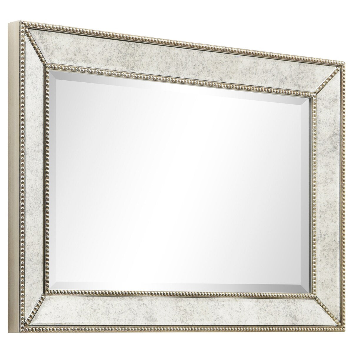 Miroir mural rectangulaire biseauté en perles de champagne - Transparent