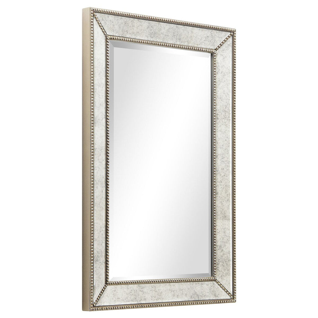 Miroir mural rectangulaire biseauté en perles de champagne - Transparent