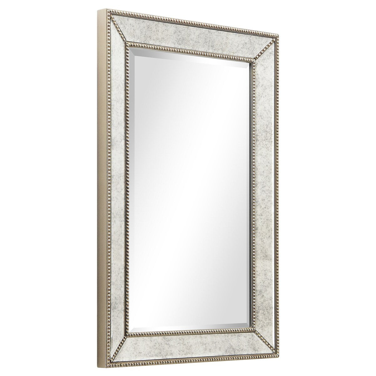 Miroir mural rectangulaire biseauté en perles de champagne - Transparent