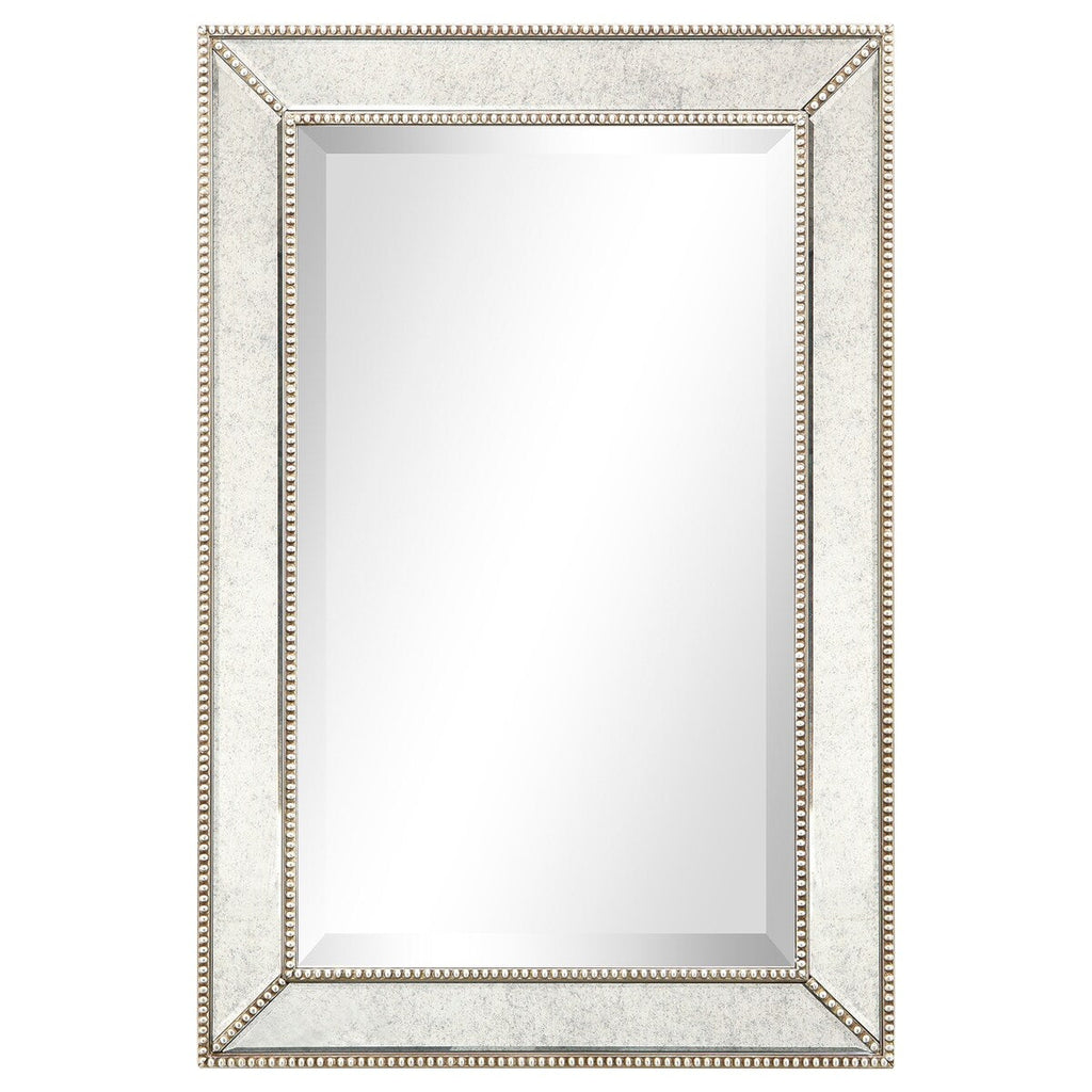 Miroir mural rectangulaire biseauté en perles de champagne - Transparent