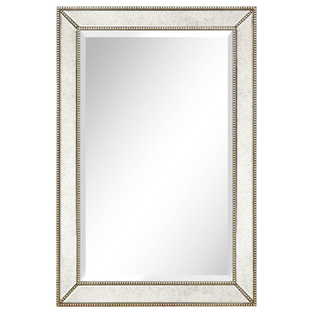 Miroir mural rectangulaire biseauté en perles de champagne - Transparent