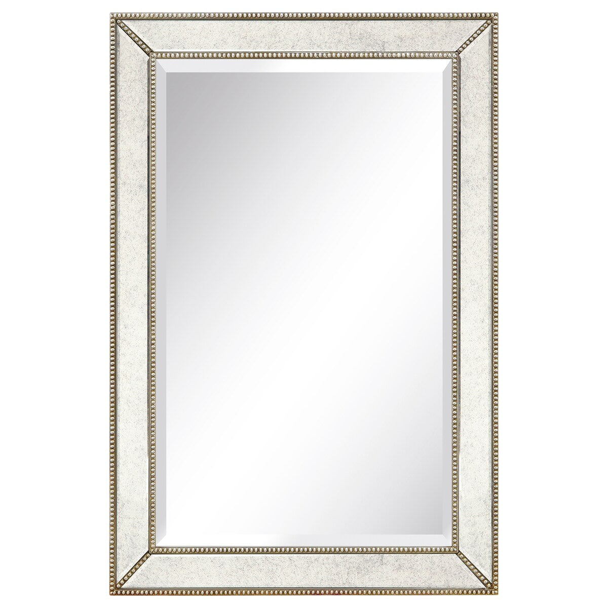 Miroir mural rectangulaire biseauté en perles de champagne - Transparent