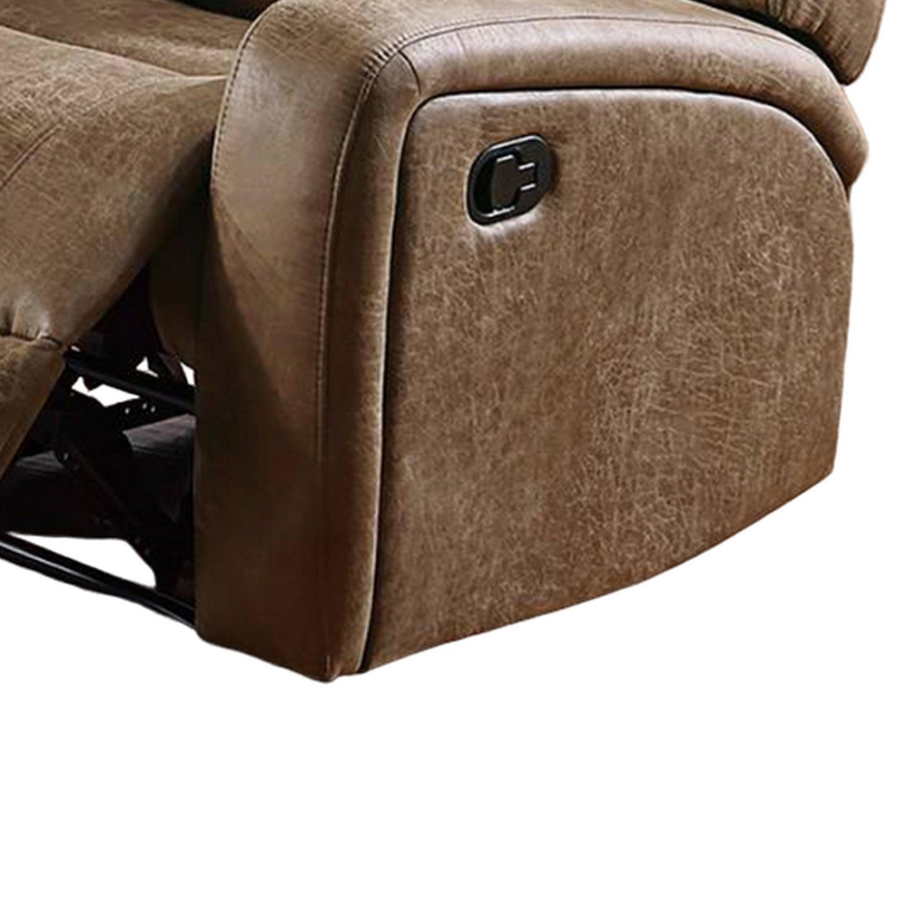 Fauteuil inclinable manuel Charles, similicuir marron châtaigne, bois massif