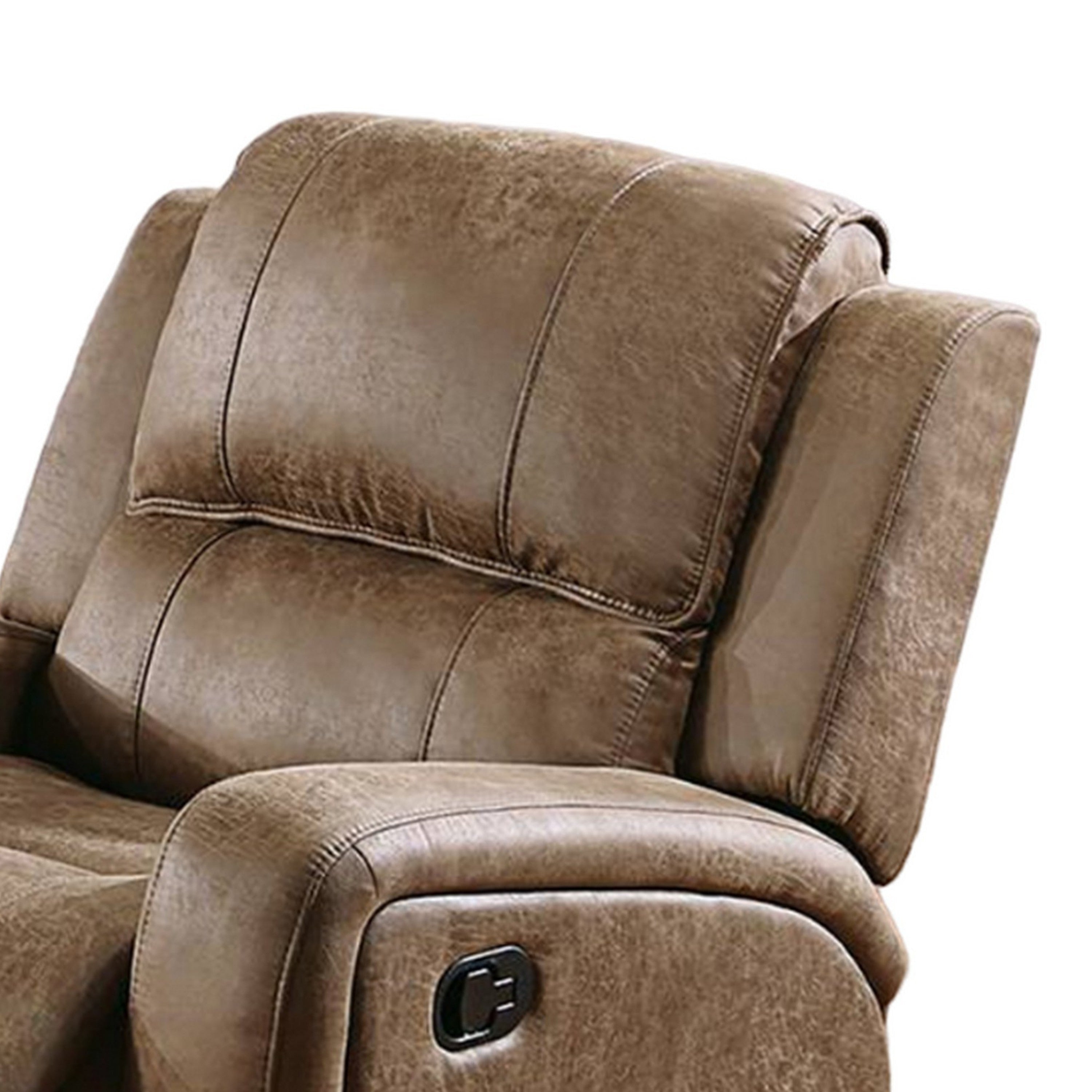 Fauteuil inclinable manuel Charles, similicuir marron châtaigne, bois massif