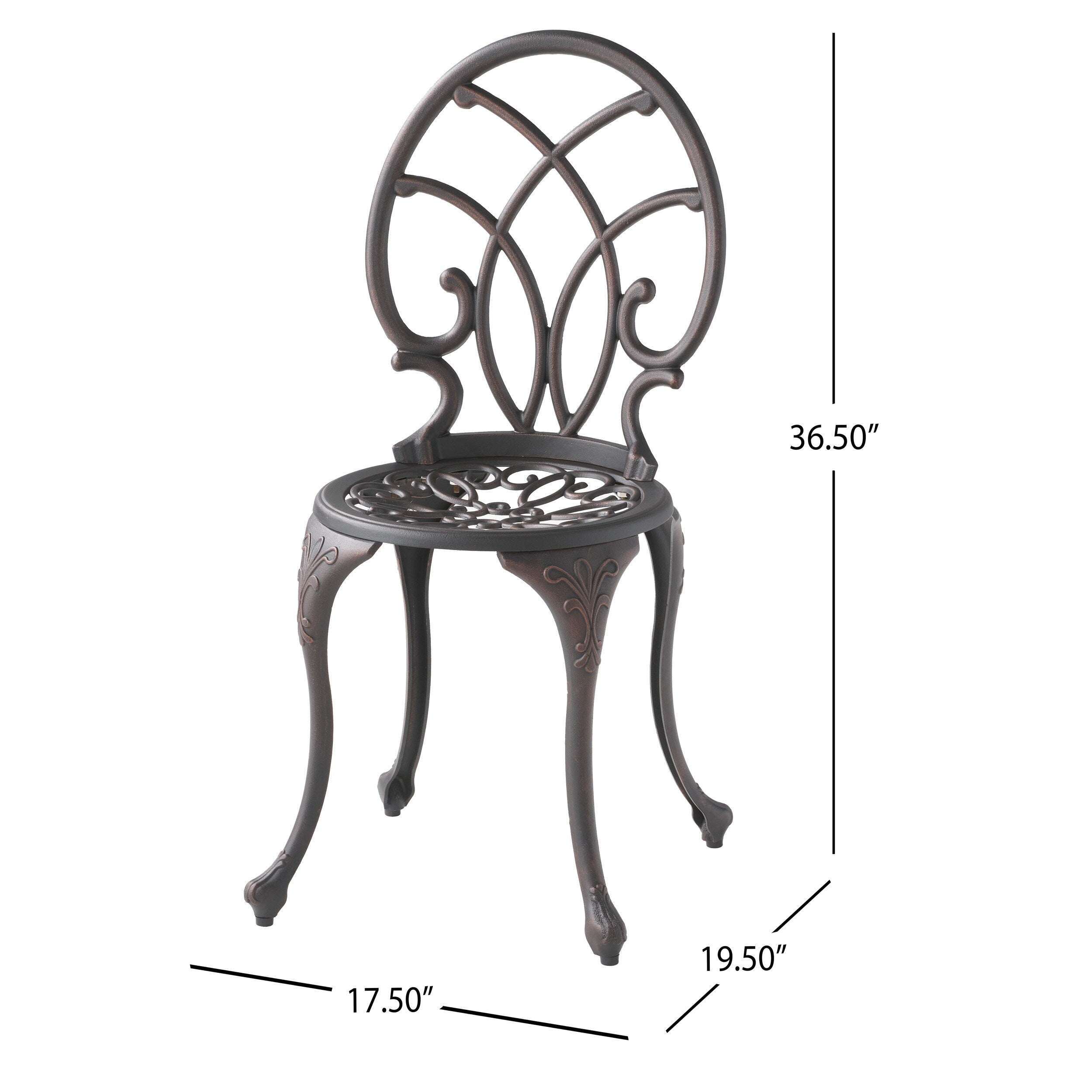 Ensemble de bistrot Charleston en aluminium et cuivre par Christopher Knight Home