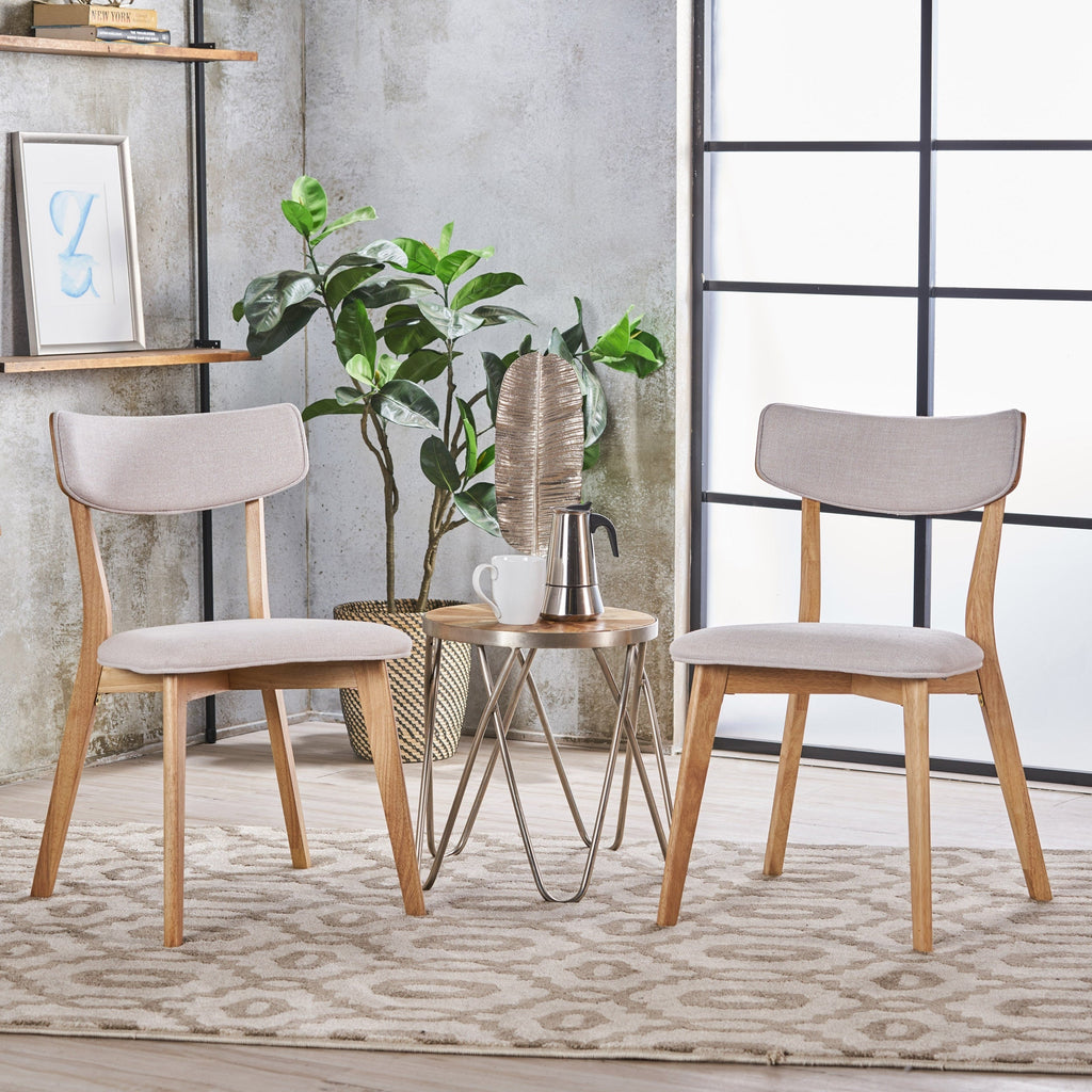 Chaises de salle à manger Chazz en bois d'hévéa rembourrées, style milieu de siècle (lot de 2/4) par Christopher Knight Home