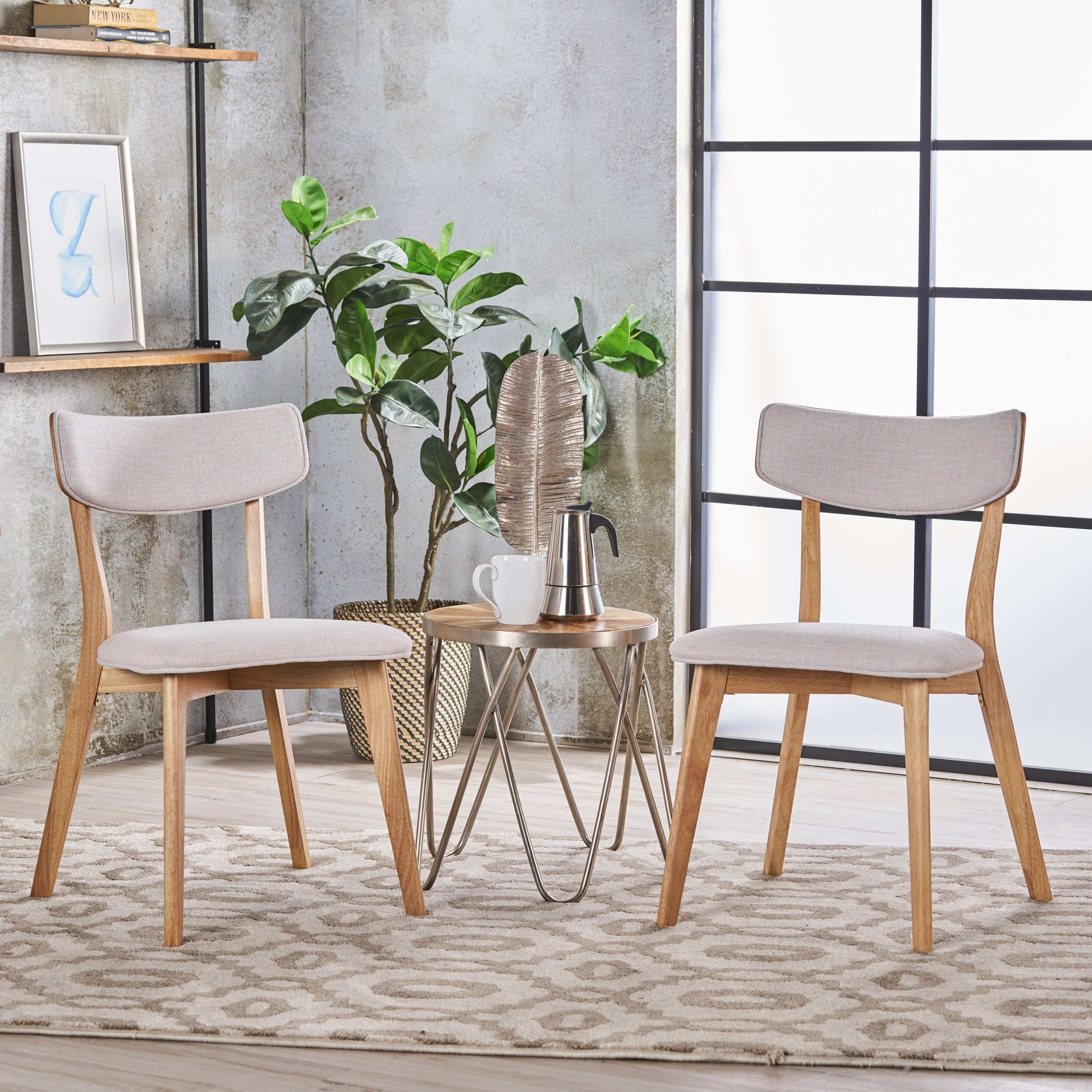 Chaises de salle à manger Chazz en bois d'hévéa rembourrées, style milieu de siècle (lot de 2/4) par Christopher Knight Home