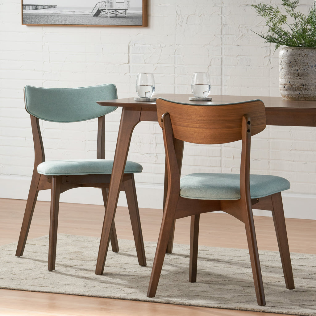 Chaises de salle à manger Chazz en bois d'hévéa rembourrées, style milieu de siècle (lot de 2/4) par Christopher Knight Home