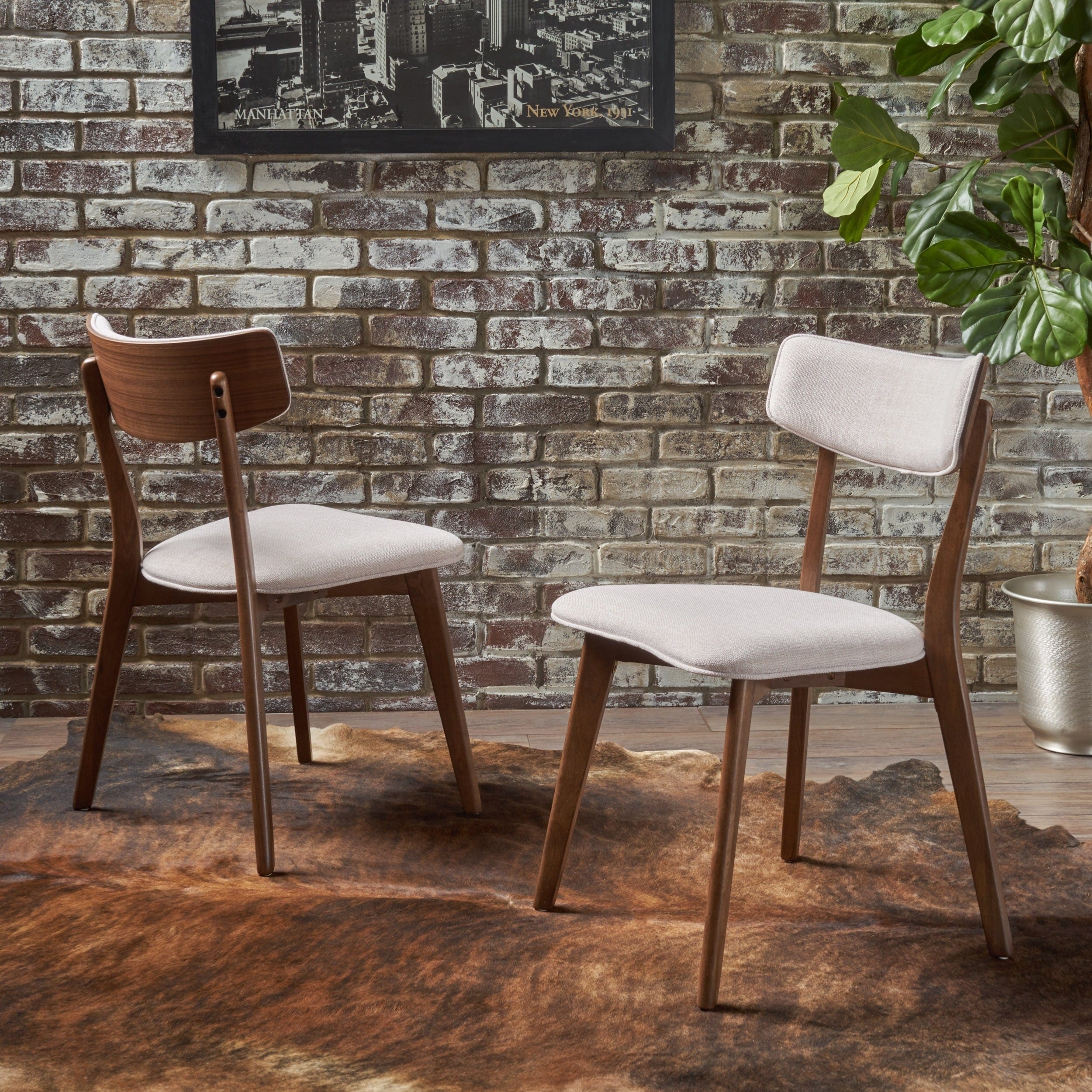 Chaises de salle à manger Chazz en bois d'hévéa rembourrées, style milieu de siècle (lot de 2/4) par Christopher Knight Home