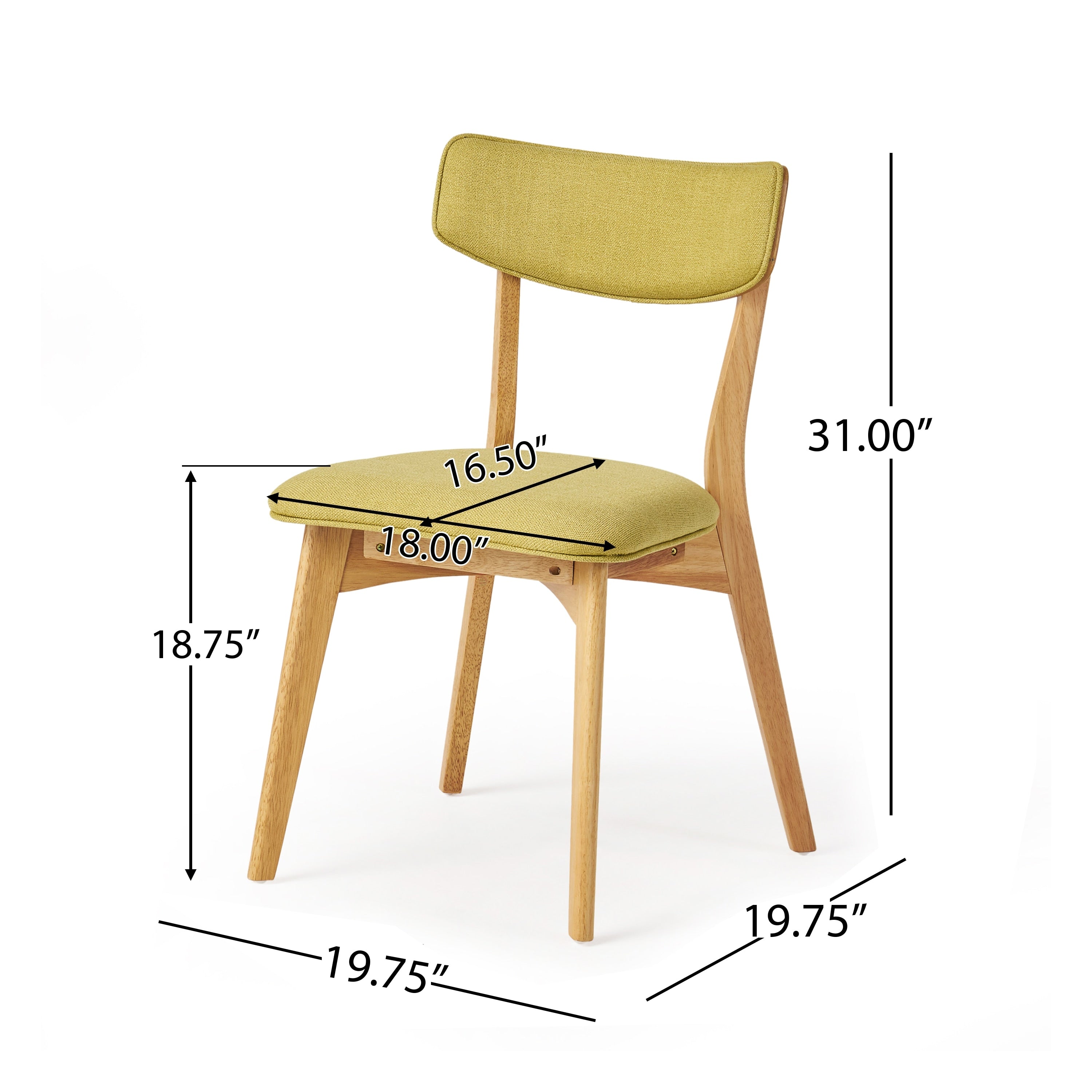 Chaises de salle à manger Chazz en bois d'hévéa rembourrées, style milieu de siècle (lot de 2/4) par Christopher Knight Home