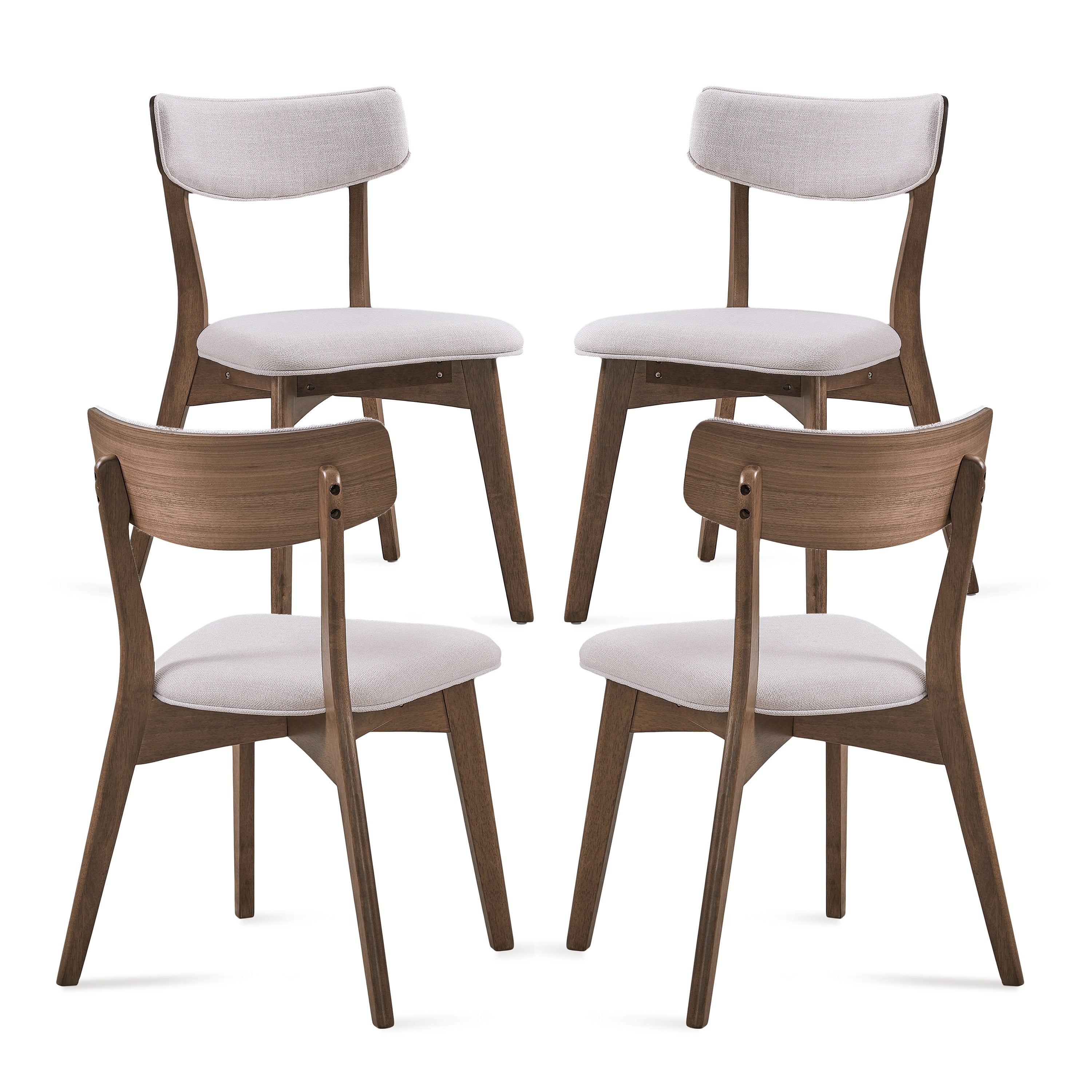 Chaises de salle à manger Chazz en bois d'hévéa rembourrées, style milieu de siècle (lot de 2/4) par Christopher Knight Home