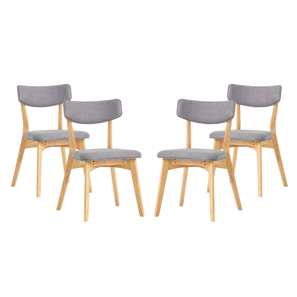 Chaises de salle à manger Chazz en bois d'hévéa rembourrées, style milieu de siècle (lot de 2/4) par Christopher Knight Home