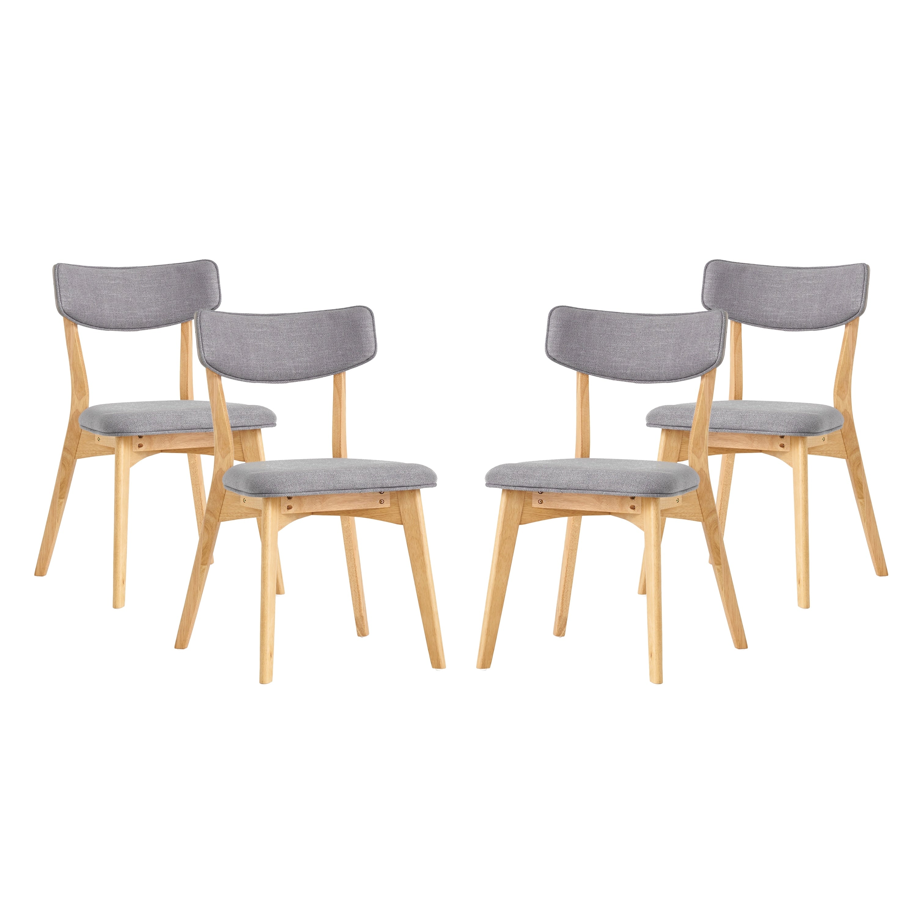 Chaises de salle à manger Chazz en bois d'hévéa rembourrées, style milieu de siècle (lot de 2/4) par Christopher Knight Home