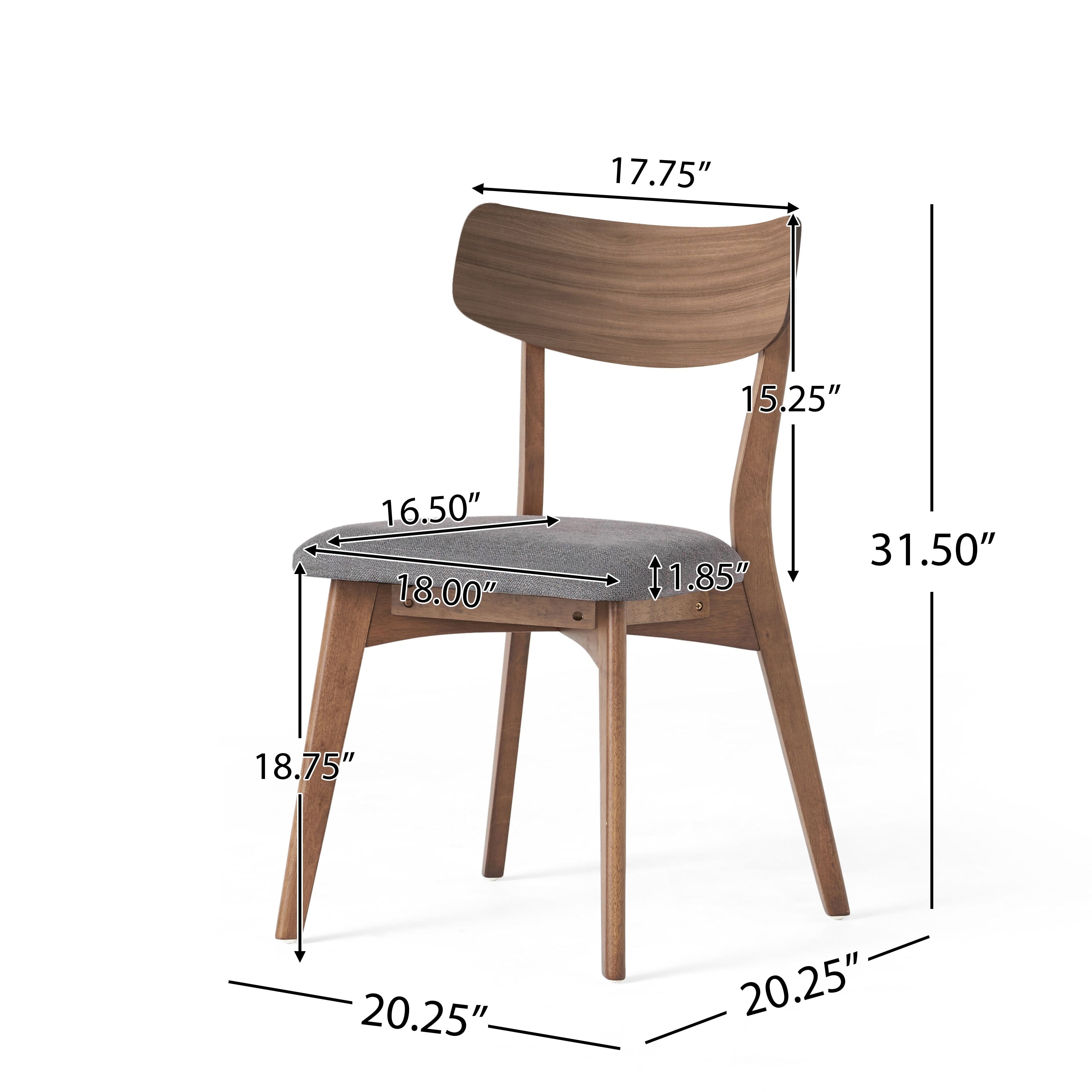 Chaises de salle à manger Chazz en bois d'hévéa rembourrées, style milieu de siècle (lot de 2/4) par Christopher Knight Home