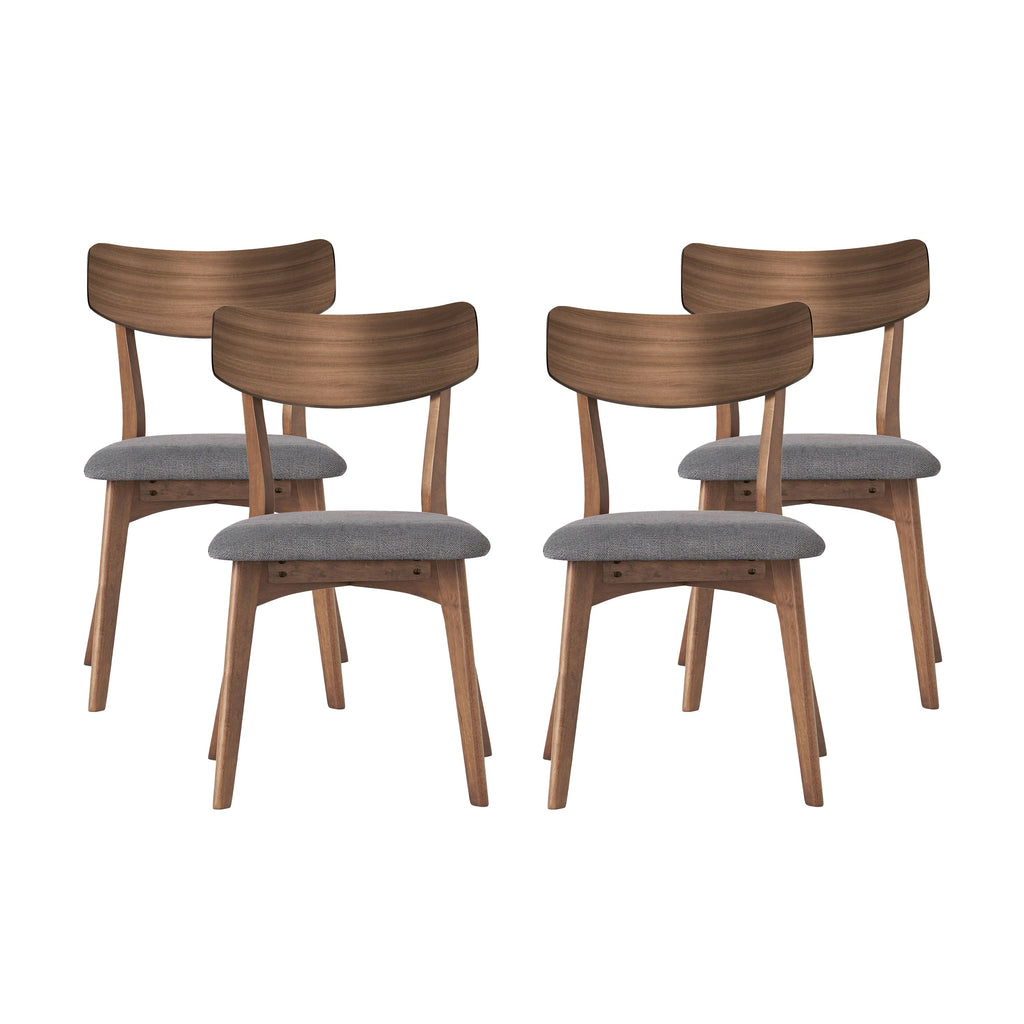 Chaises de salle à manger Chazz en bois d'hévéa rembourrées, style milieu de siècle (lot de 2/4) par Christopher Knight Home