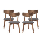 Chaises de salle à manger Chazz en bois d'hévéa rembourrées, style milieu de siècle (lot de 2/4) par Christopher Knight Home