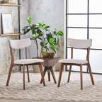 Chaises de salle à manger Chazz en bois d'hévéa rembourrées, style milieu de siècle (lot de 2/4) par Christopher Knight Home