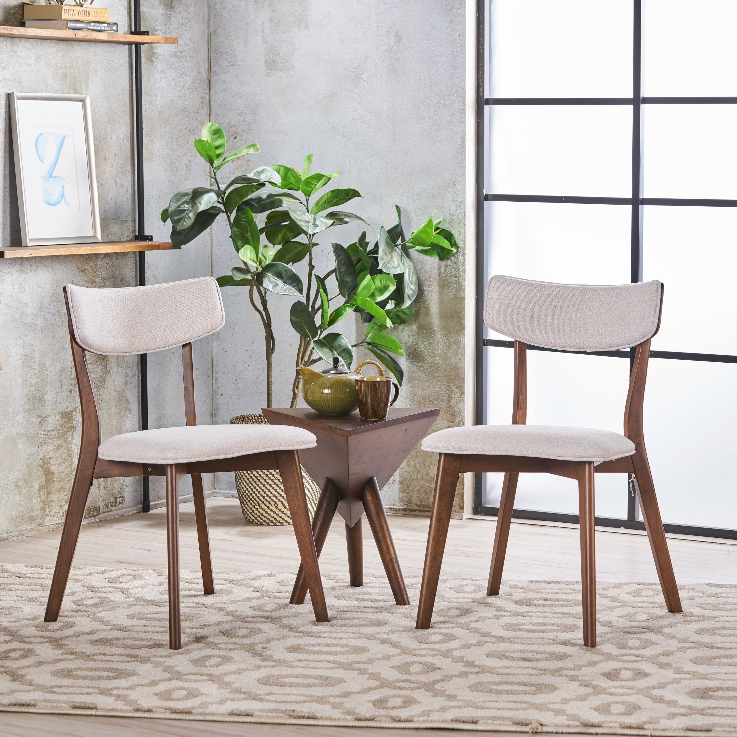Chaises de salle à manger Chazz en bois d'hévéa rembourrées, style milieu de siècle (lot de 2/4) par Christopher Knight Home