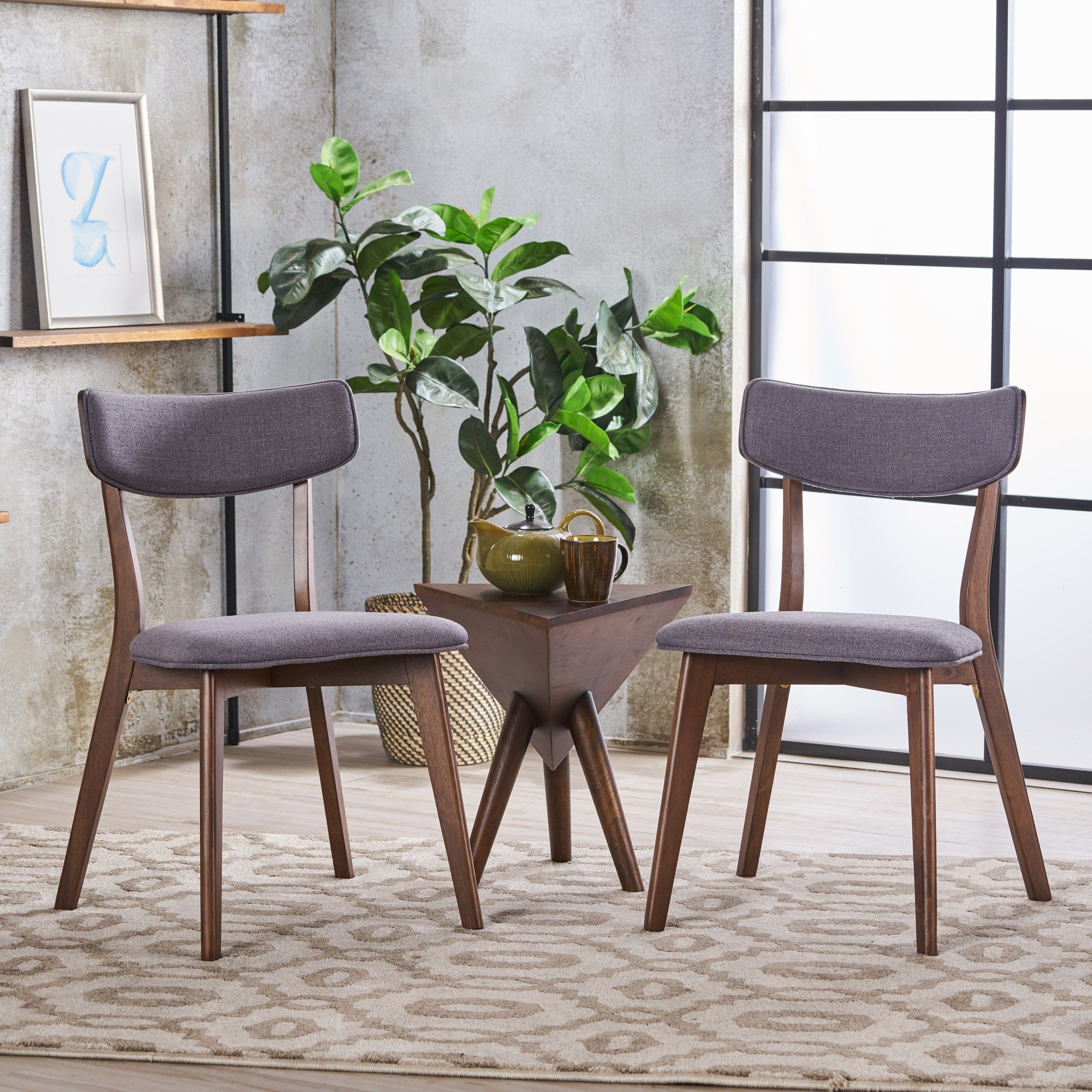Chaises de salle à manger Chazz en bois d'hévéa rembourrées, style milieu de siècle (lot de 2/4) par Christopher Knight Home