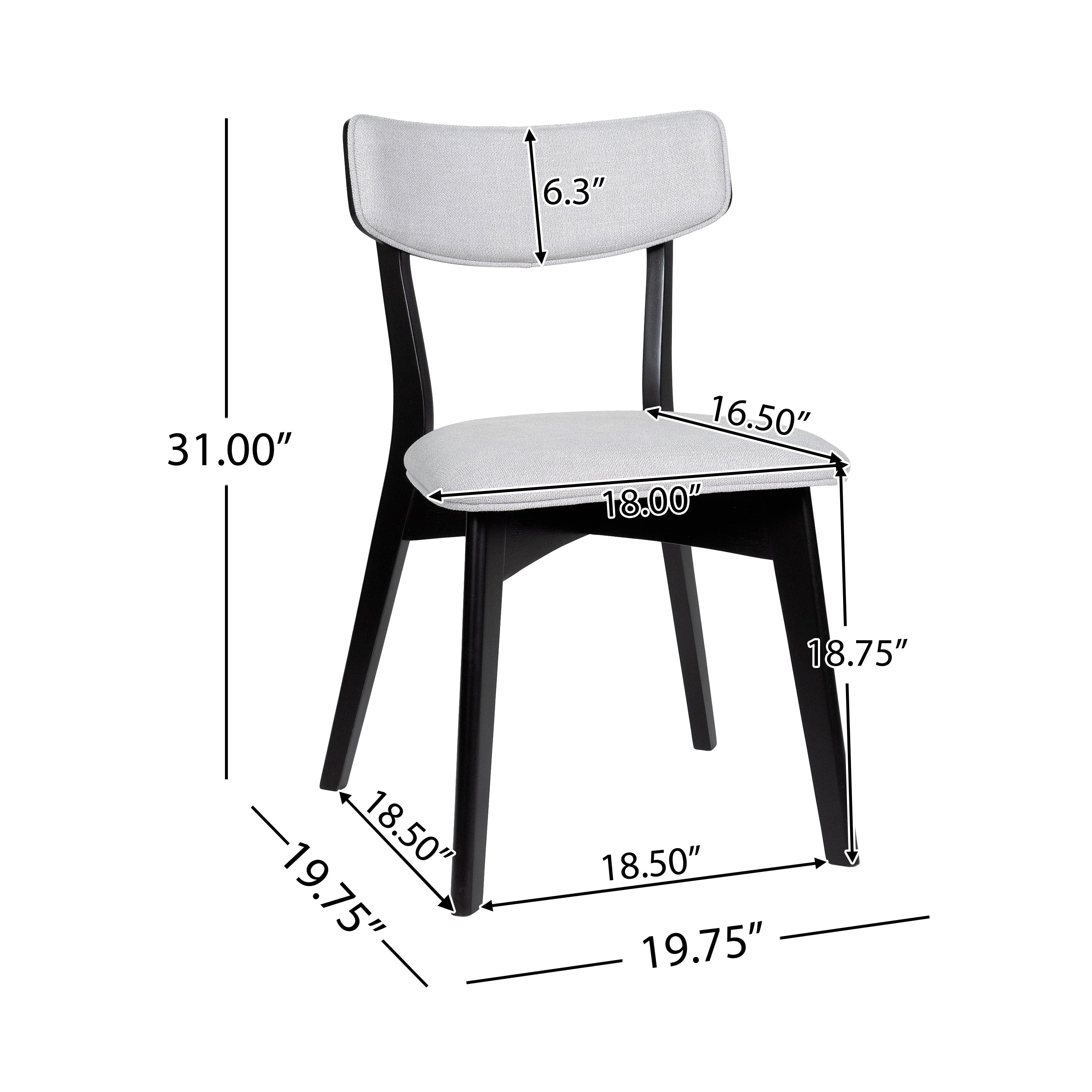 Chaises de salle à manger Chazz en bois d'hévéa rembourrées, style milieu de siècle (lot de 2/4) par Christopher Knight Home