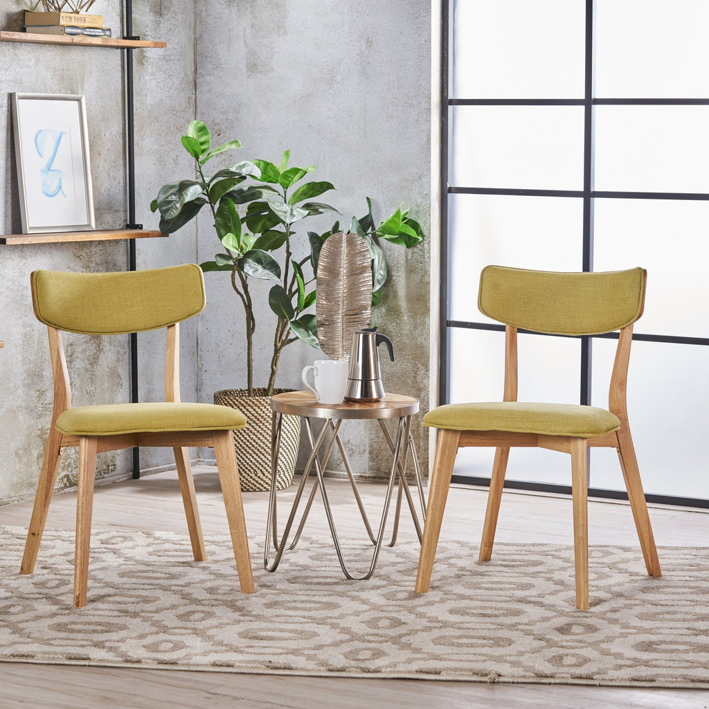 Chaises de salle à manger Chazz en bois d'hévéa rembourrées, style milieu de siècle (lot de 2/4) par Christopher Knight Home