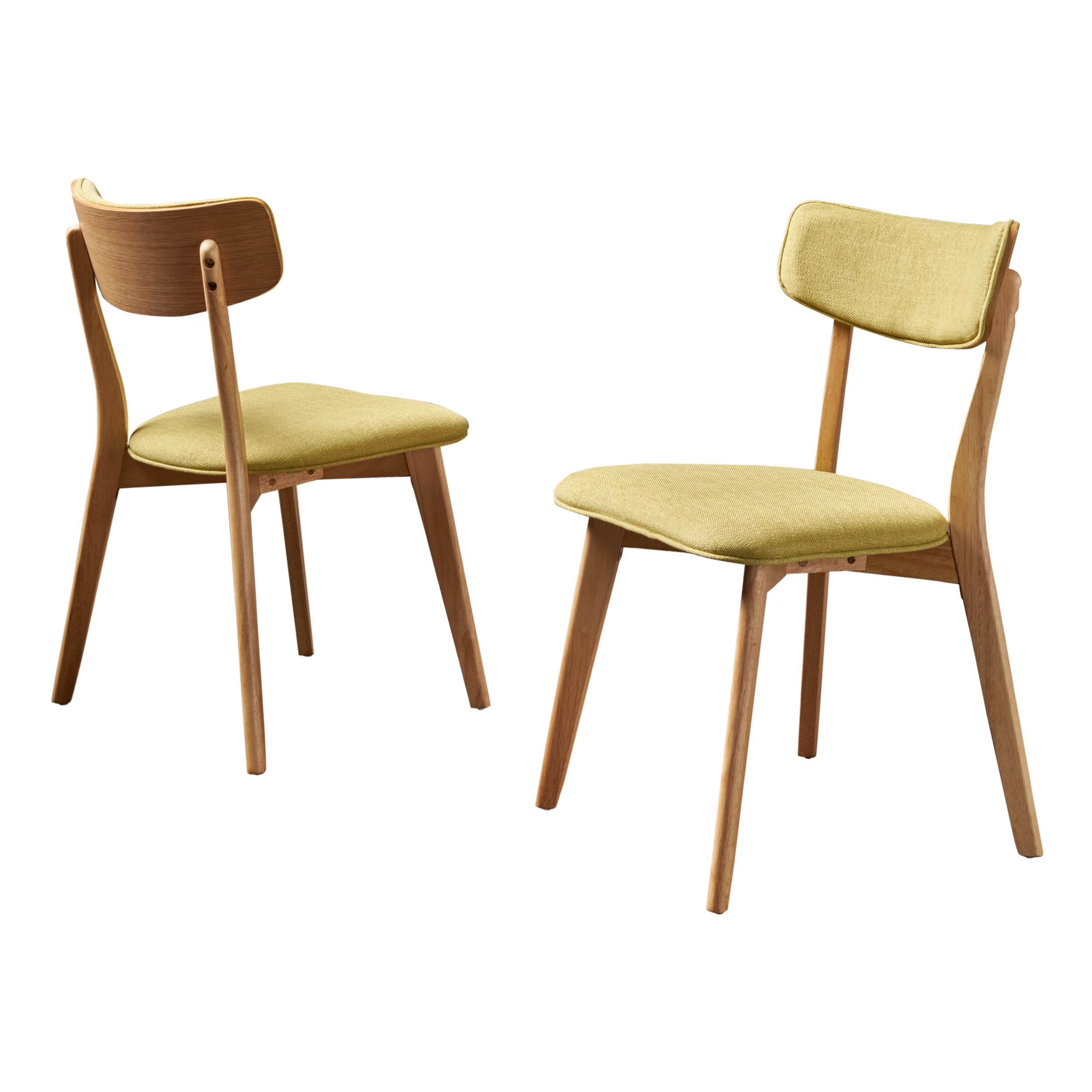 Chaises de salle à manger Chazz en bois d'hévéa rembourrées, style milieu de siècle (lot de 2/4) par Christopher Knight Home