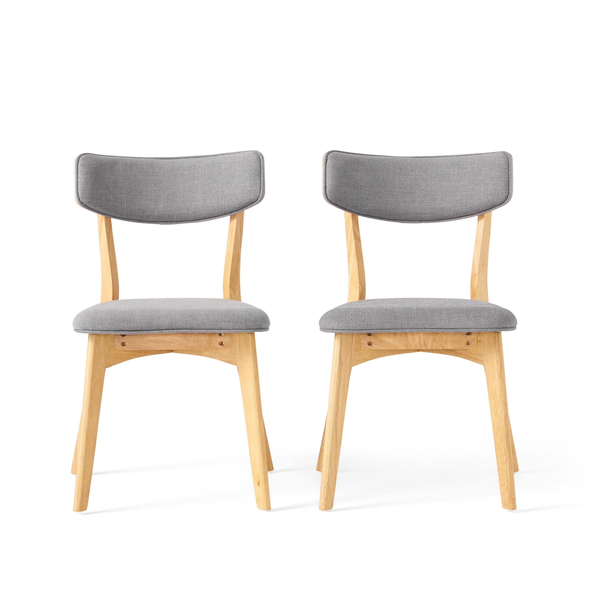 Chaises de salle à manger Chazz en bois d'hévéa rembourrées, style milieu de siècle (lot de 2/4) par Christopher Knight Home