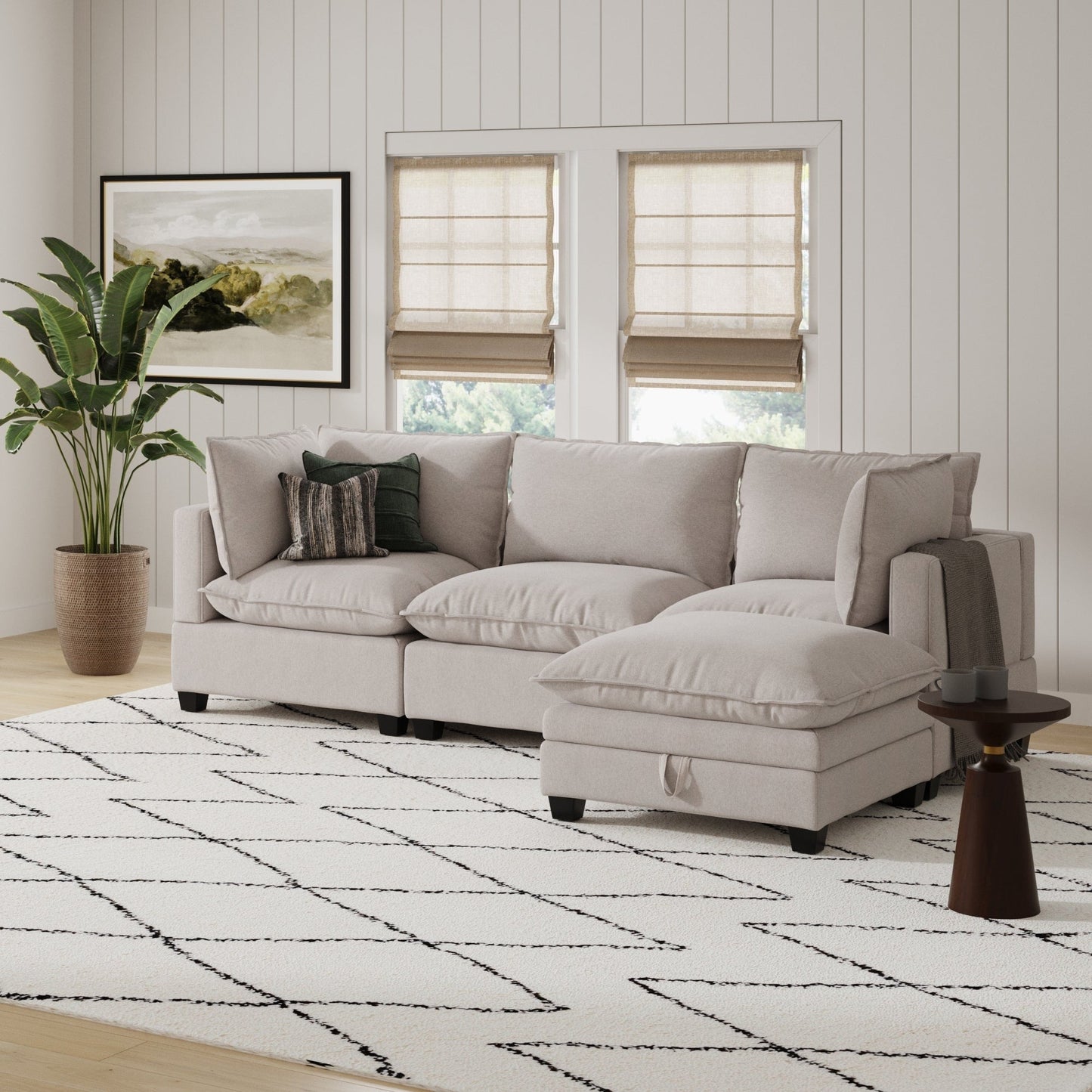 Canapé modulaire rembourré Chelsea Modern Cloud avec assise profonde et coussins moelleux