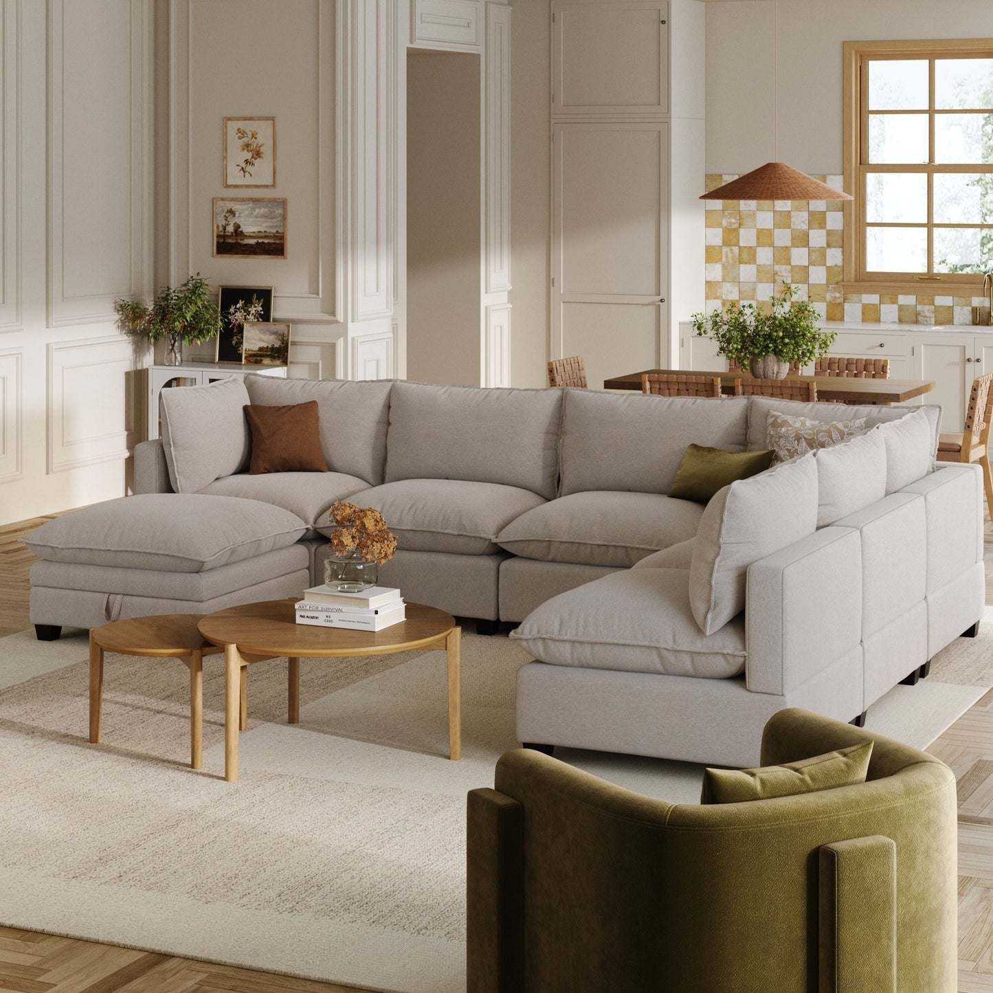 Canapé modulaire rembourré Chelsea Modern Cloud avec assise profonde et coussins moelleux