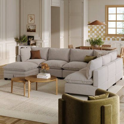 Canapé modulaire rembourré Chelsea Modern Cloud avec assise profonde et coussins moelleux