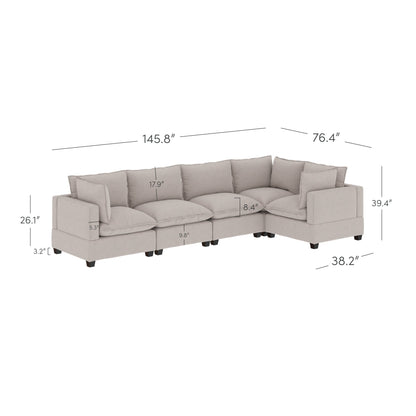 Canapé modulaire rembourré Chelsea Modern Cloud avec assise profonde et coussins moelleux