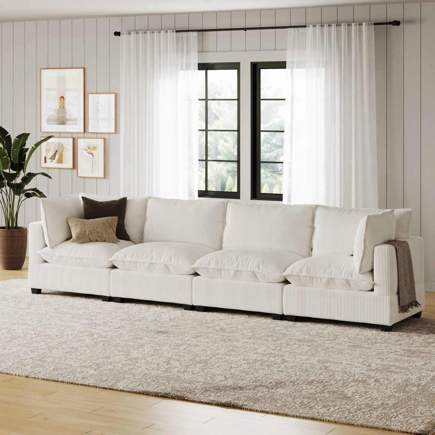 Canapé modulaire rembourré Chelsea Modern Cloud avec assise profonde et coussins moelleux