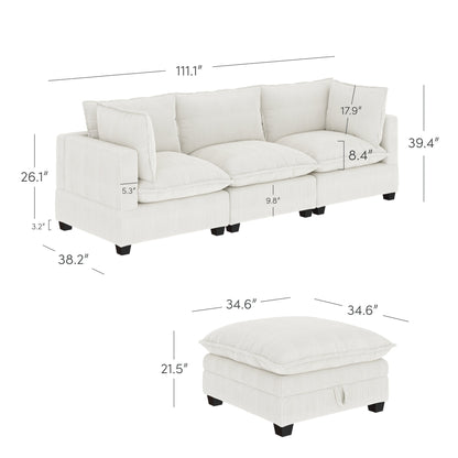 Canapé modulaire rembourré Chelsea Modern Cloud avec assise profonde et coussins moelleux