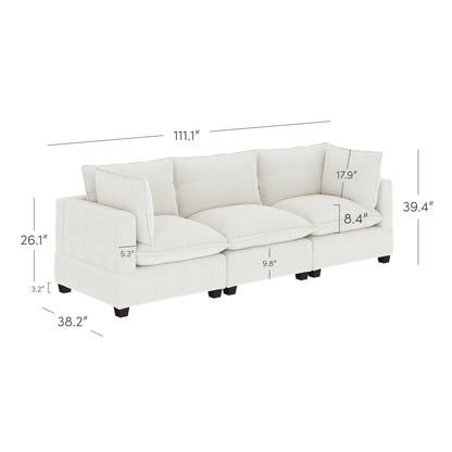 Canapé modulaire rembourré Chelsea Modern Cloud avec assise profonde et coussins moelleux