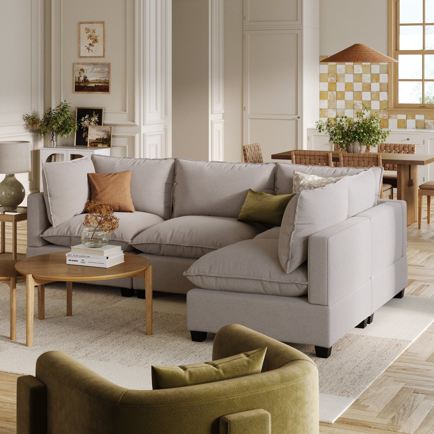Canapé modulaire rembourré Chelsea Modern Cloud avec assise profonde et coussins moelleux