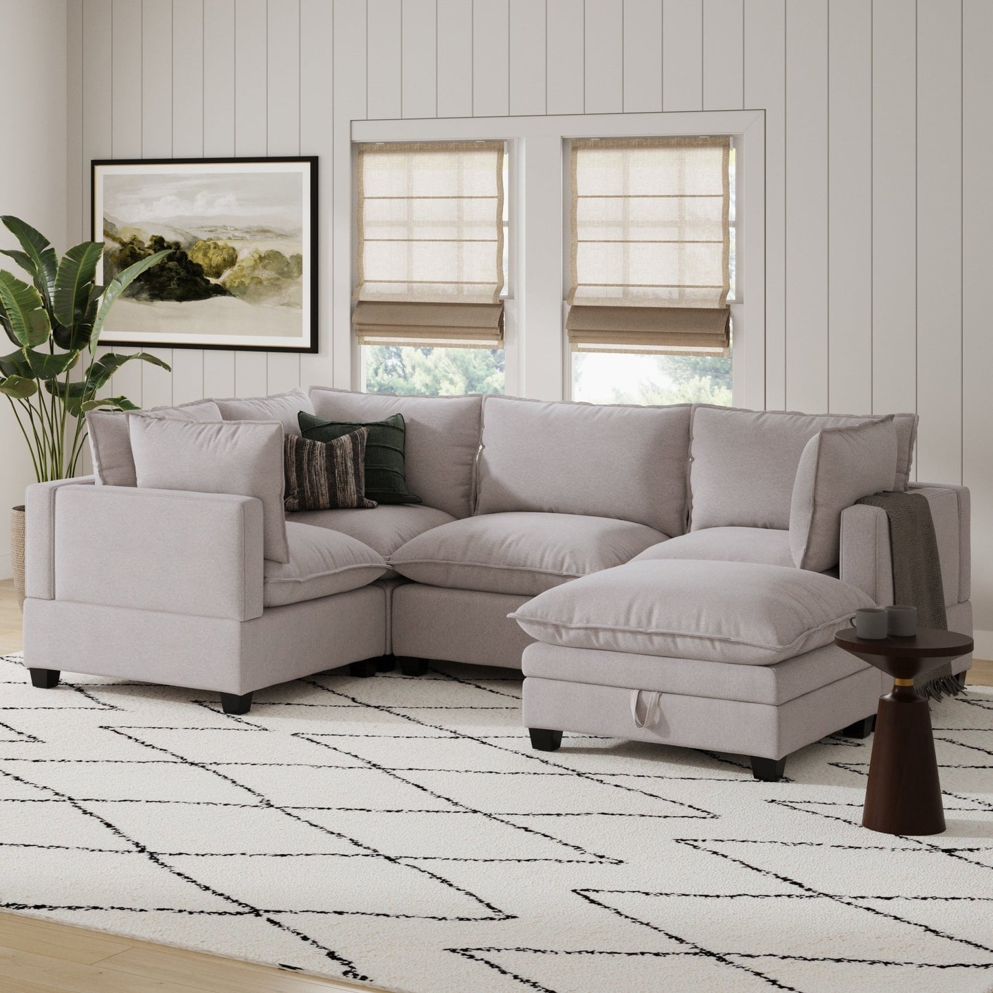 Canapé modulaire rembourré Chelsea Modern Cloud avec assise profonde et coussins moelleux
